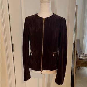Women's Suede Jacket - Dark Brown